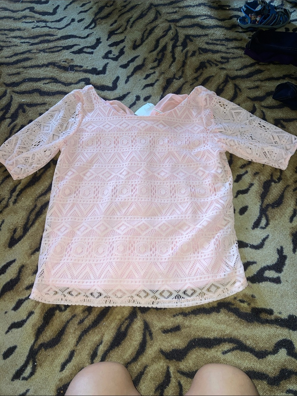 NWT Rachel Kate Light Pink Lace Overlay Women's Top